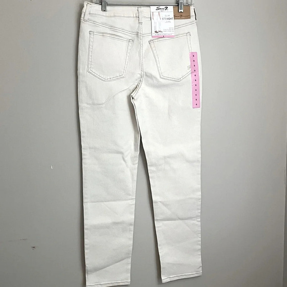 Seven7 High Rise Slim Straight Leg Jeans Womens 6 Bone Stretchy NWT - Picture 3 of 12